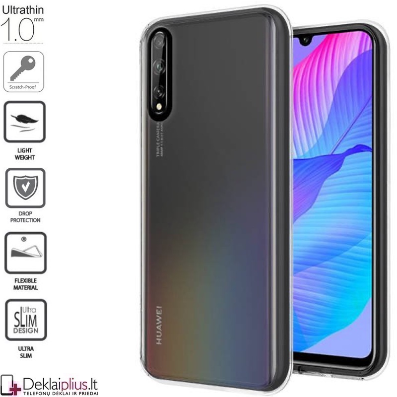 Silikoninis dėklas 1.0 mm storio - permatomas (telefonams Huawei P Smart S/Y8p) Silikoninis dėklas 1.0 mm storio - permatomas (telefonams Huawei P Smart S/Y8p)